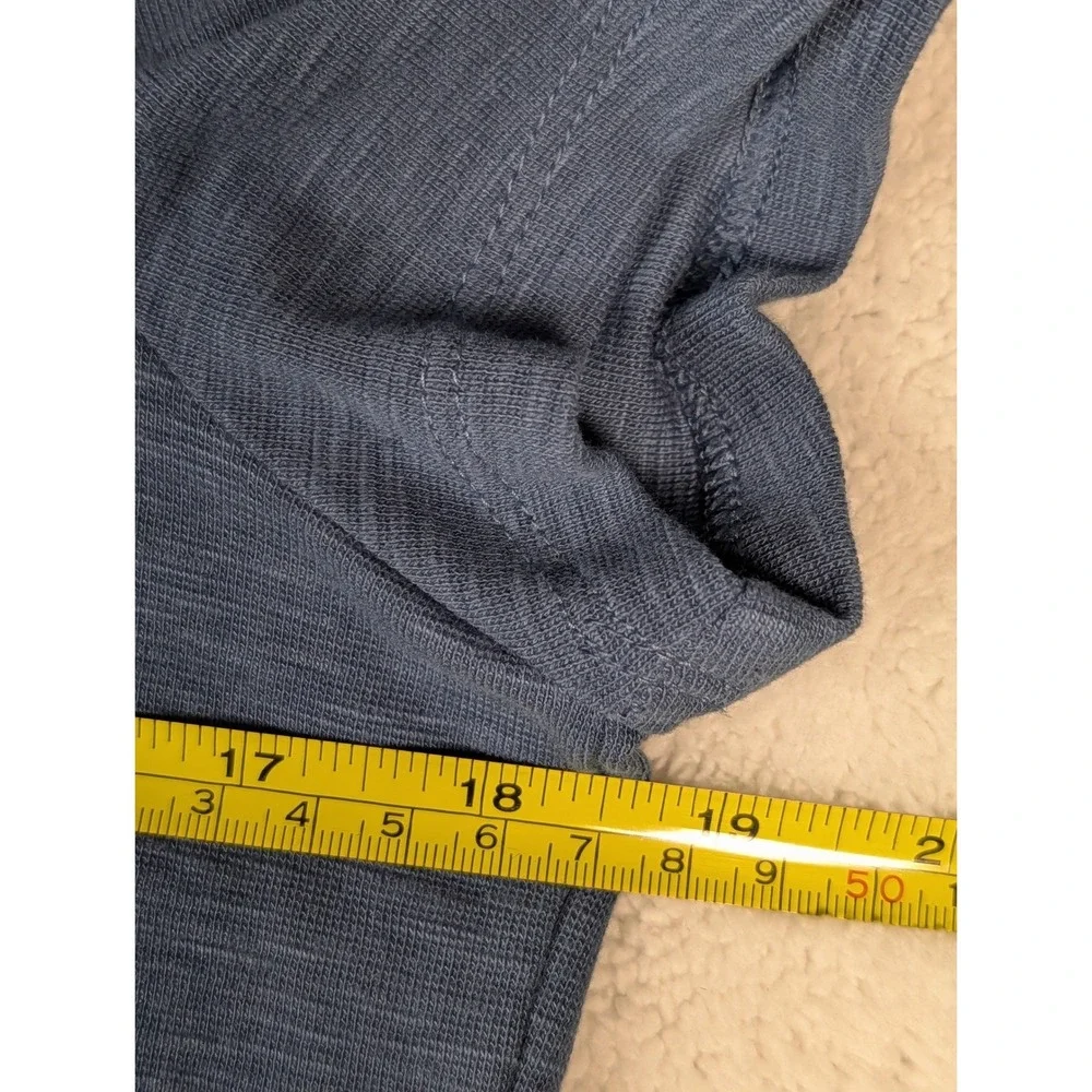 Chicos Slate Blue Slub Knit Short Sleeve Pocket Midi T-Shirt Dress Size 0 XS S